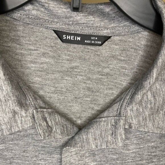 SHEIN Basics Mens Gray Polo Shirt Size Medium - Picture 4 of 5